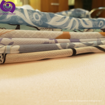 Vente chaude en gros en gros, conception de mousseline personnalisée rideau d&#39;impression numérique pour tissu